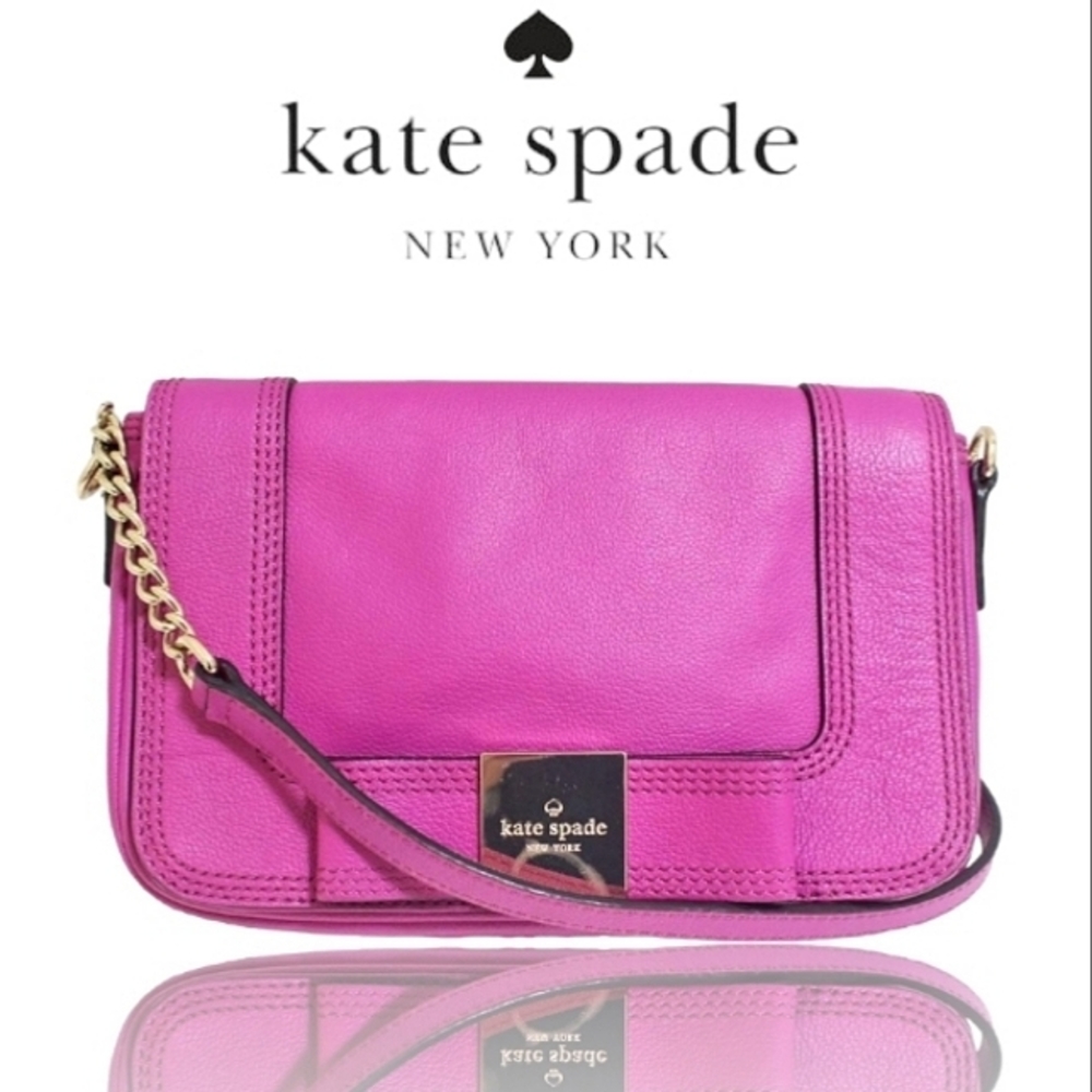 kate spade Pink Leather Crossbody Bag with Gold Chain